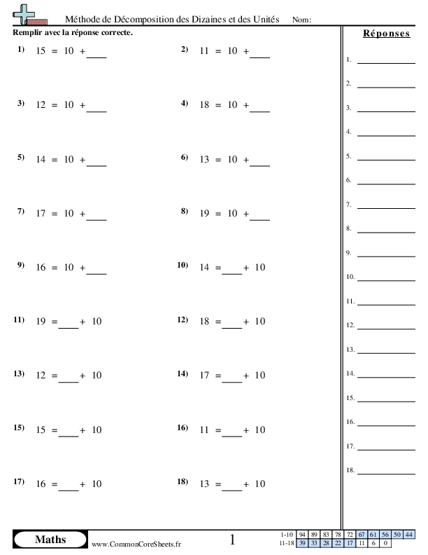 News & Updates - Décomposition des Dizaines et des Unités worksheet
